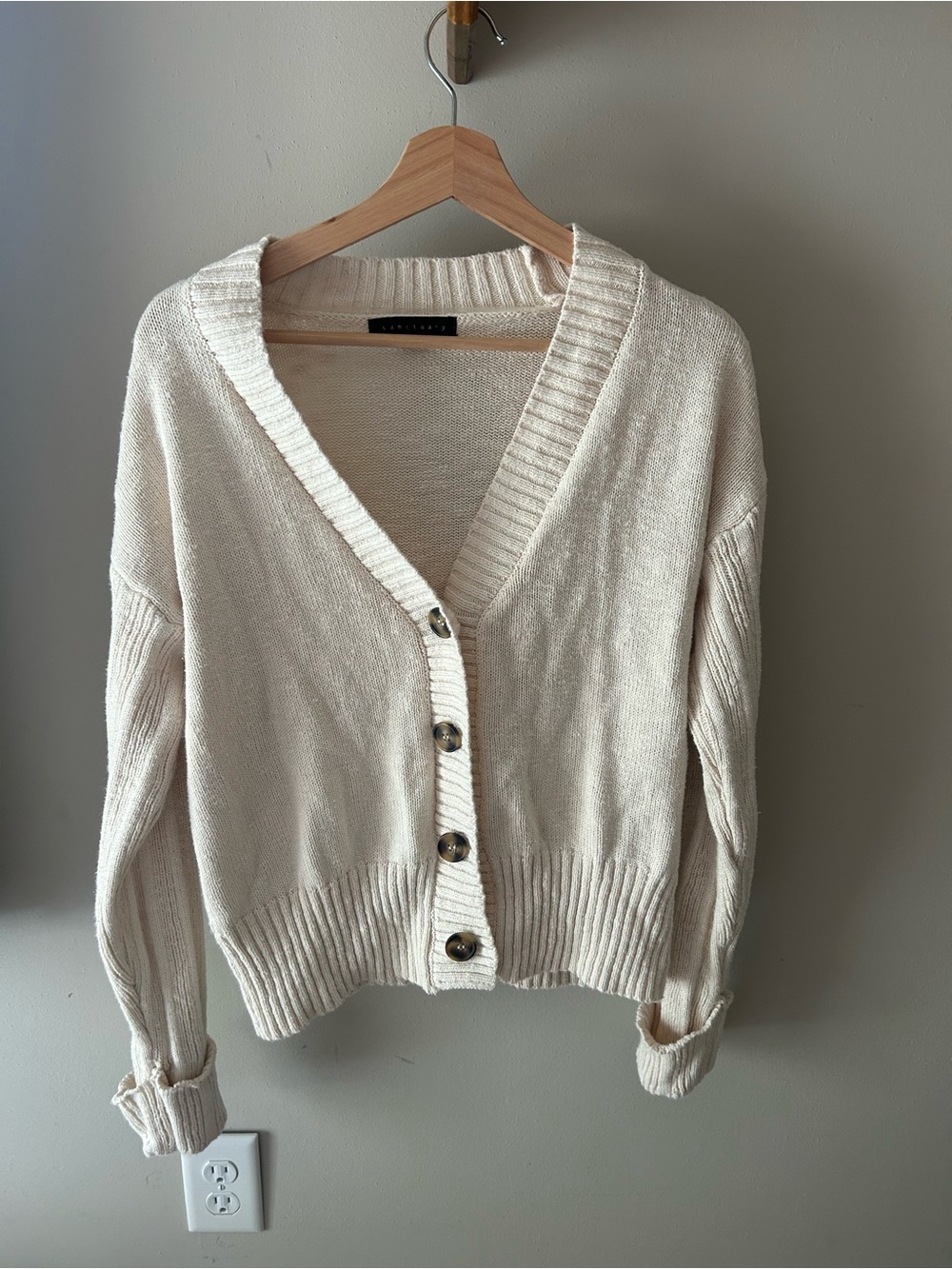 Sanctuary Ivory Button-Front V-Neck Cardigan